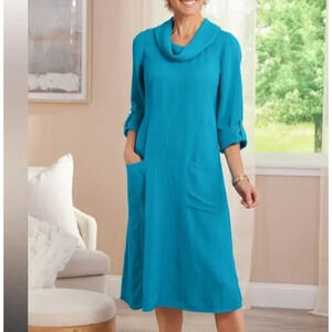 SOFT SURROUNDINGS Women PS Everly Gauze Dress Lagenlook Artsy NWT